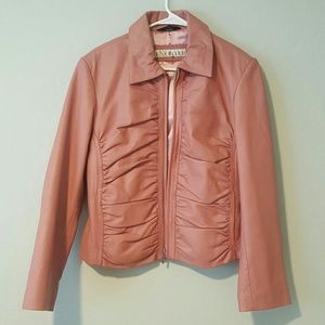 Dusty pink leather jacket